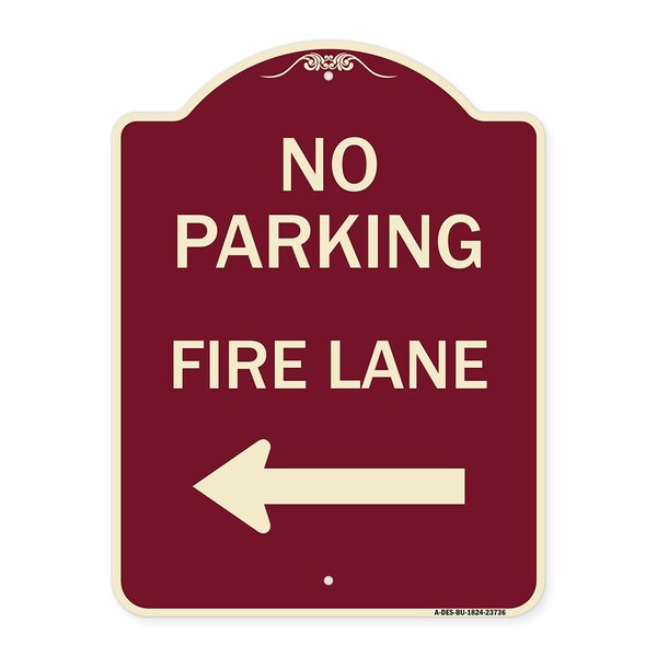 Signmission No Parking Fire Lane W/ Left Arrow Heavy-Gauge Aluminum Architectural Sign, 24" x 18", BU-1824-23736 A-DES-BU-1824-23736 - main
